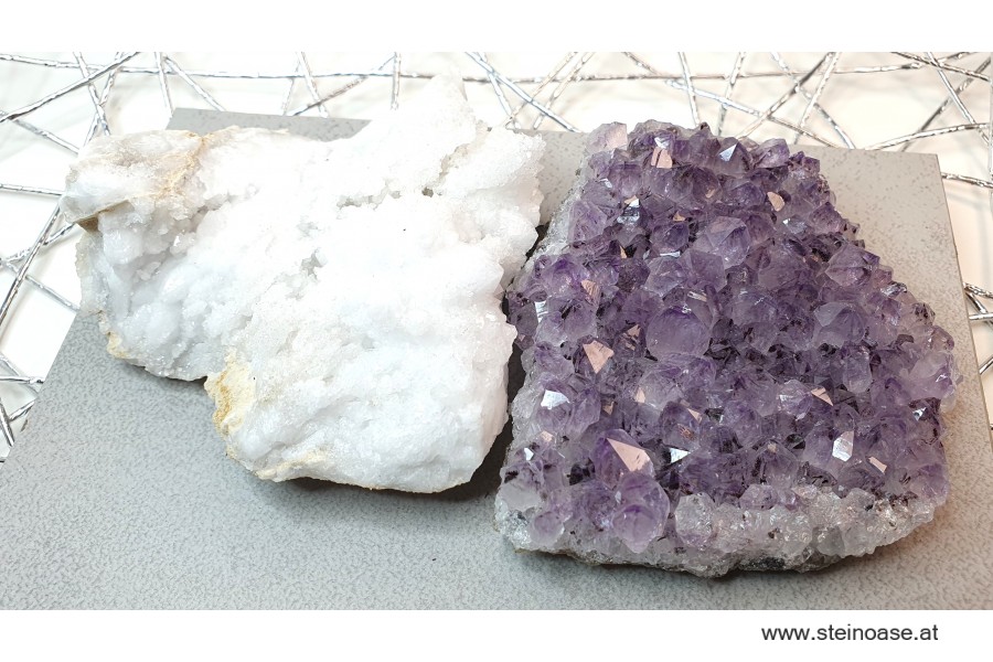 Set Reinigen & Aufladen mit Amethyst + Schneequarz